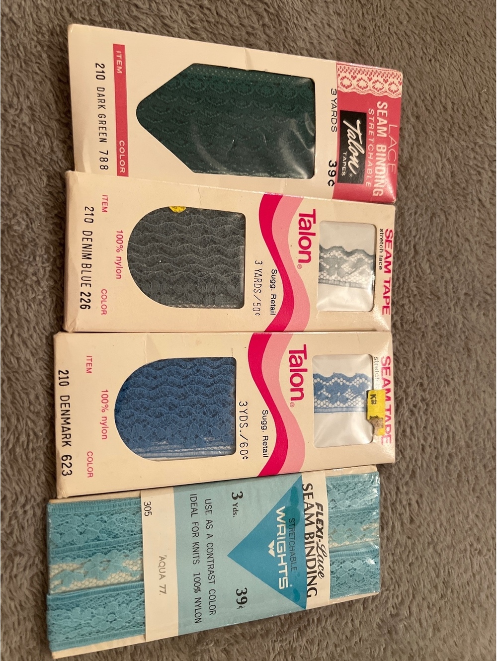Vintage Talon Lace Seam Binding Stretchable Tape 3 Yards Set